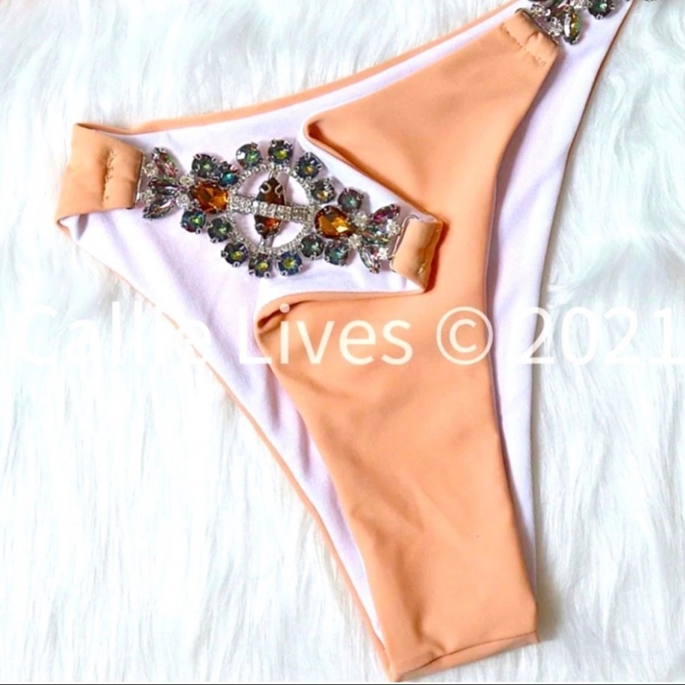 New! Baroque Rhinestones Statement Nude Bikini - Picture 4 of 11